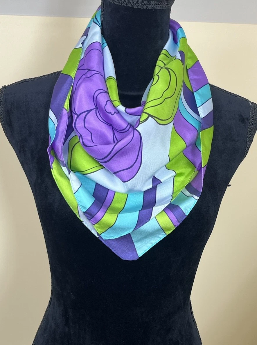 NWT VTG Talbots 100% Silk Scarf Multicolor Floral Made In Japan Square 26x25