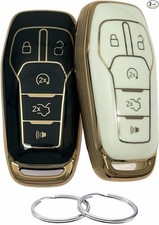 Key Fob Cover Compatible with 2013-2018 Edge Explorer F-150 Model: Black/White