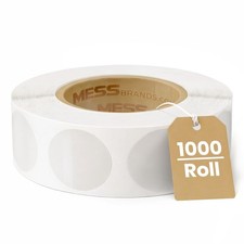 MESS Clear Round Labels 1,000/Roll, 1 Inch Transparent Sealing Dots, W