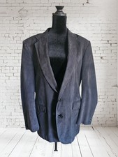 Circle S Western Blazer Sport Coat Men 40R Black Suede 2 Button Lined Vintage