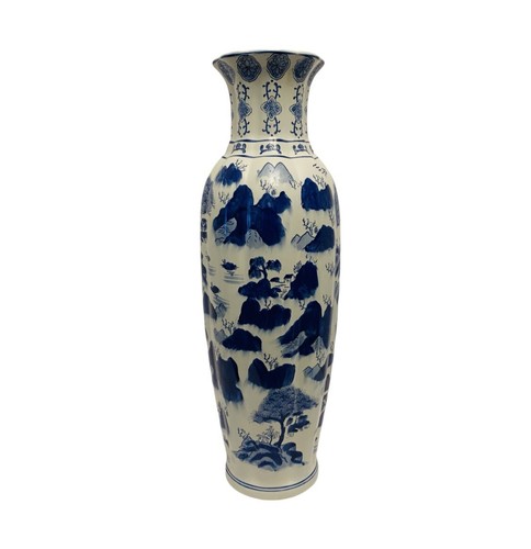 Vintage Bombay Company 24” Tall Blue & White Porcelain Vase Rare (ST).