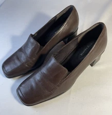 Easy Spirit Esadvent Brown Leather Slip-on Women Shoes Heel Size 5 1/2 M