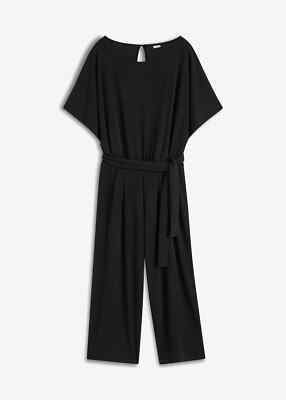 Jersey-Overall mit Bindeband Gr. 36/38 Schwarz Damenoverall Hosenanzug Neu