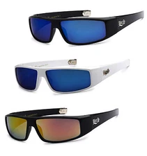 MENS LOCS SUNGLASSES AUTHENTIC SPORTS BIKER GANGSTER BLACK OR WHITE FRAME LC26