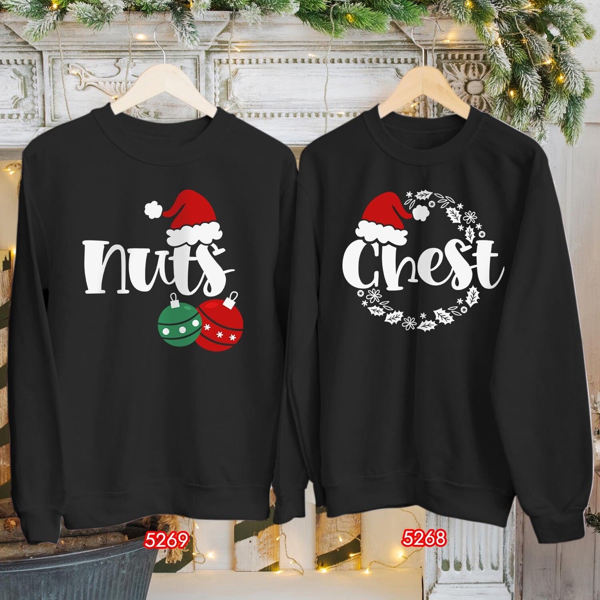Christmas Chestnuts Shirt - Funny Matching Long Sleeve Tees For Couples & Family (Red, Green, Medium) - View #2
