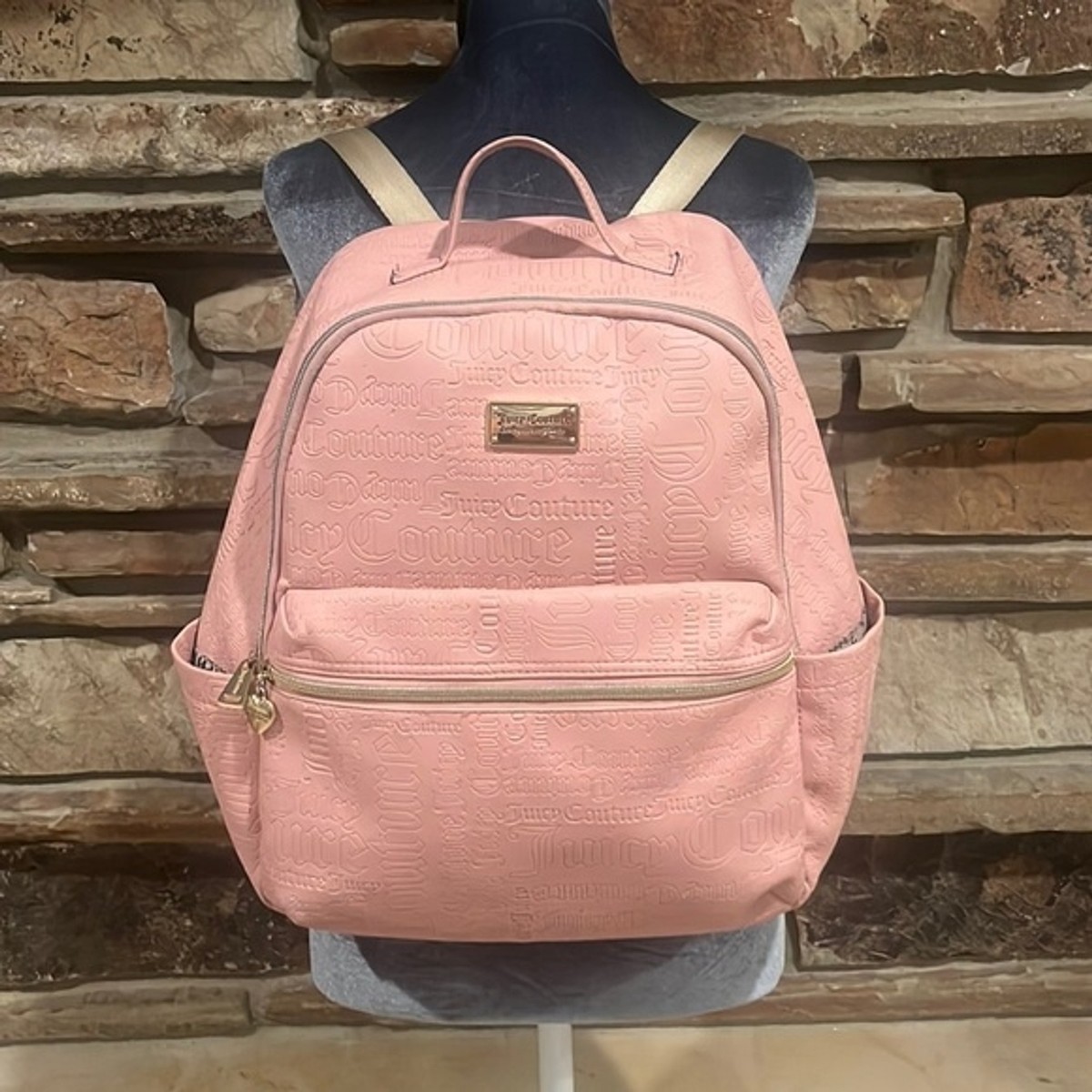 Juicy Couture Pink Embossed Backpack Faux Leather | eBay