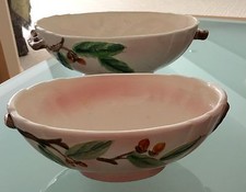 Pair Of  OVAL FOOTED BOWLS WITH HANDLES 9.8" And 8", Vintage. Numbered