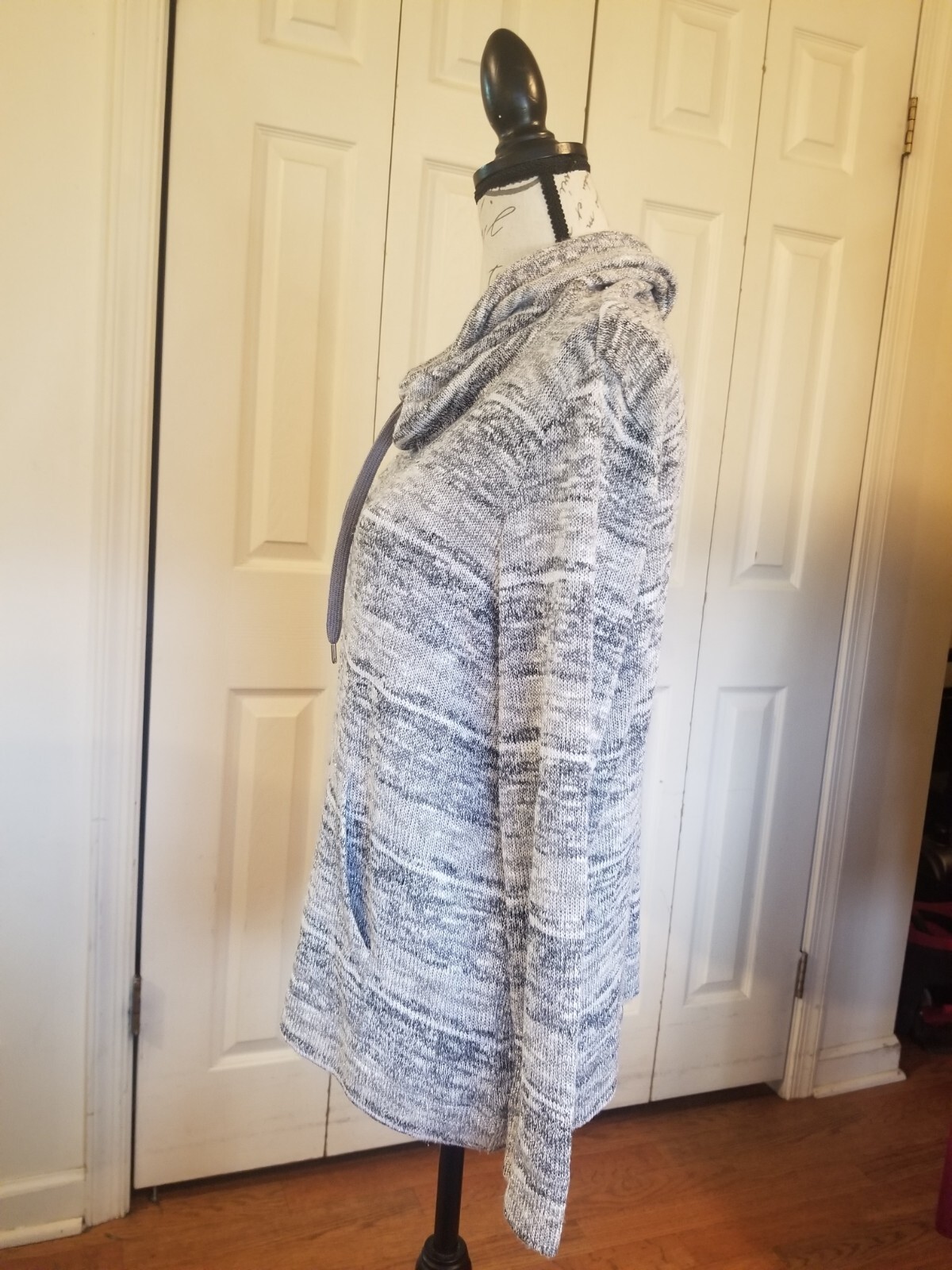 Ruby Rd Sweater Petite Small Gray Silver Drawstri… - image 3