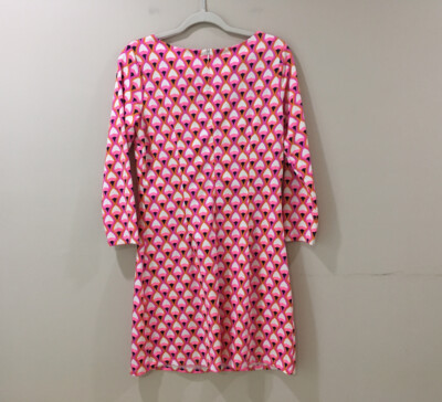 Julie Brown Dress Womens Size M Orange Pink Geometric Long Sleeve