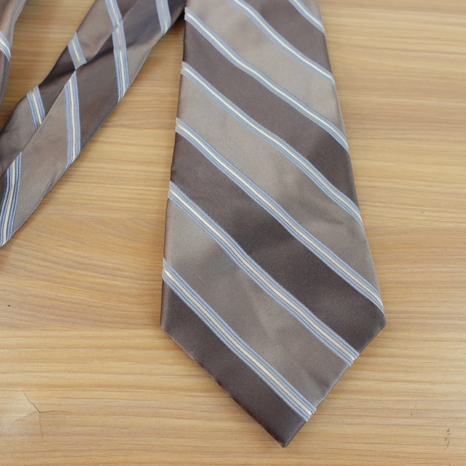 Corbata de cuello a rayas Repp para hombre gris seda Oxford regimiento traje de boda HABITACIÓN CLUB Foto 3 de 4