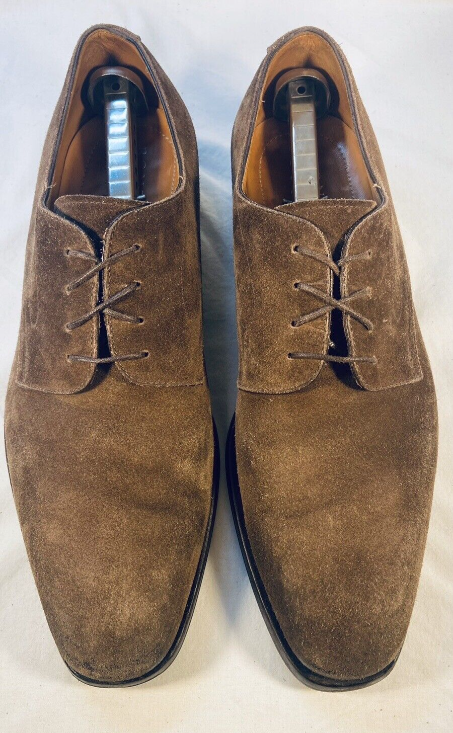 SAOLA Scarpe eleganti derby Bontoni 4 fori marroni pelle scamosciata punta piatta taglia 9 5 10 $1295+