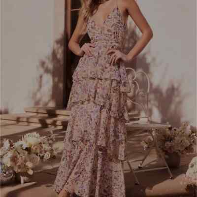 ASTR The Label Rosana Floral Tiered Ruffle Maxi Dress Size Large NWT | eBay