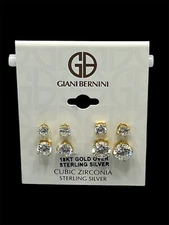 Giani Bernini Cubic Zirconia Stud Set in18k Gold Over Sterling Silver