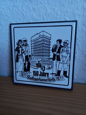 Sammlerkachel, Kachel Sparkasse Fürth 150Jahre 1977 Fliese