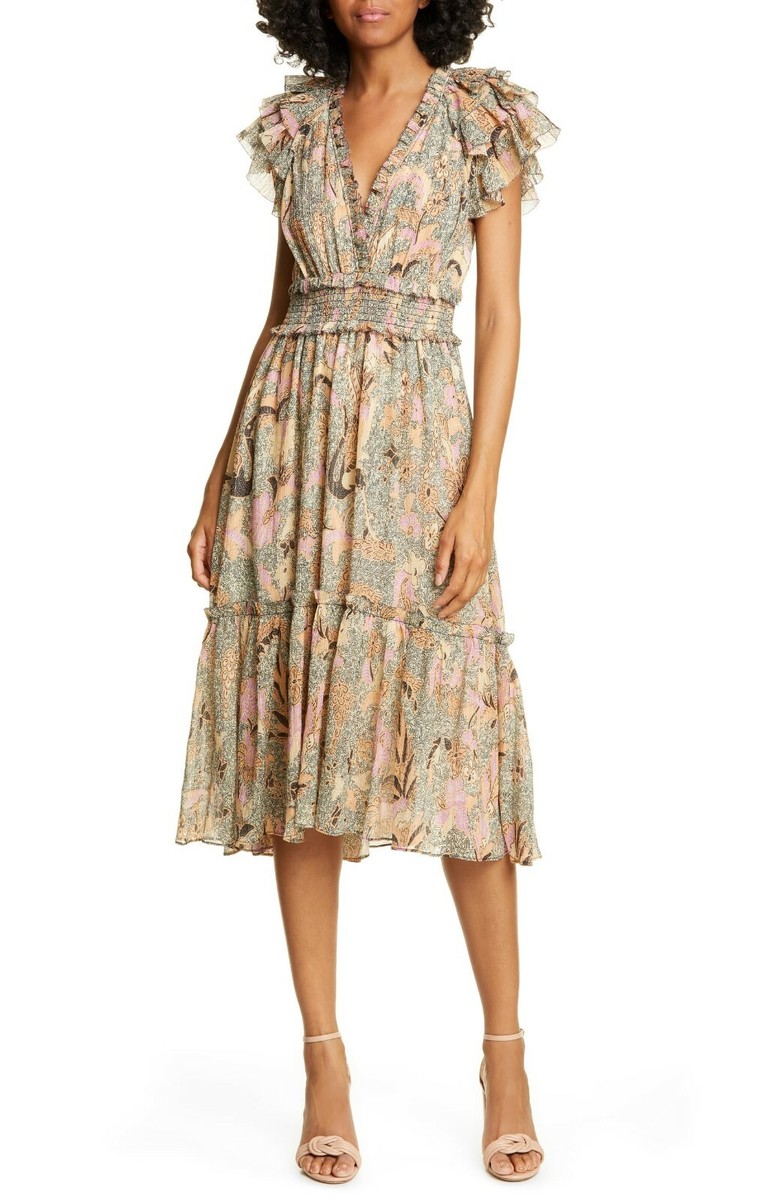 slim fit dress slacks Gaia Metallic Midi Dress