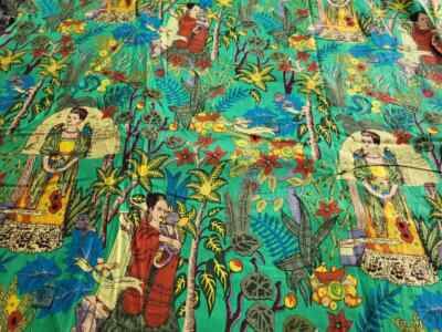 25 Yards Fabric Indian Green Frida Hand Printed Cotton Fabric Sewing Fabrics