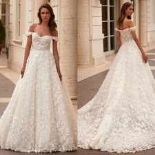 Elegant A-Line Wedding Dresses Sweetheart Backless Lace 3D Flowers Bridal Gowns