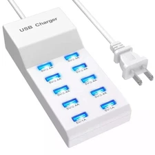 10 Port USB Charging Station Hub Power Adapter 50W Fast Charger for Phone Tablet