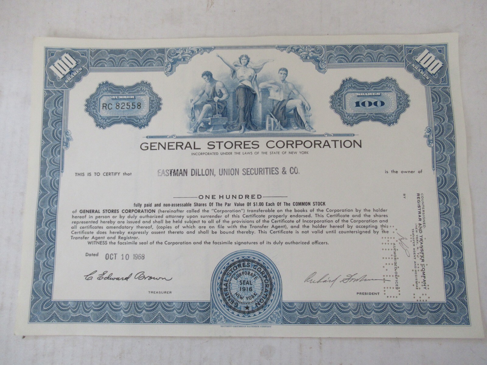 General Stores Corporation Common Stock Certificate