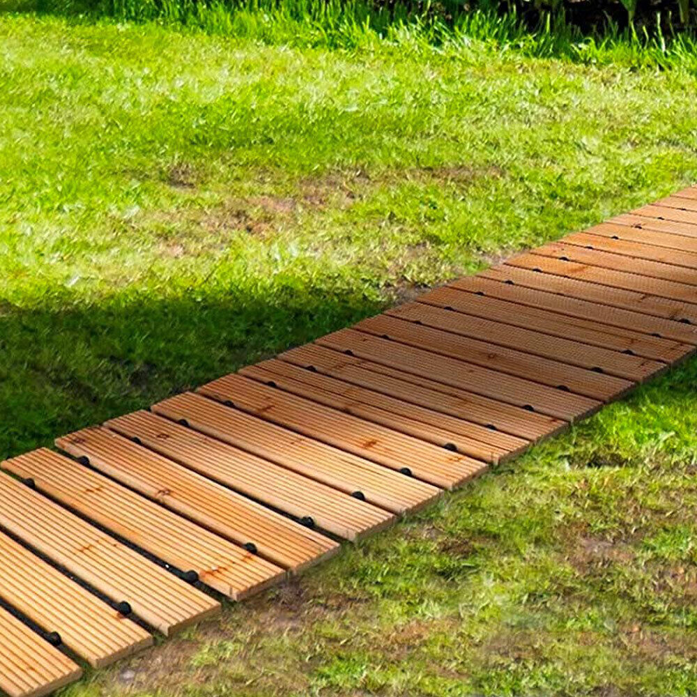 BITUXX Rollweg Gartenweg Zedernholz Trittplatten 250x43cm für Garten