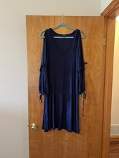 Torrid Dress Blue Open Arm Open Shoulder Tie Coverup Rayon Polyester Size 1
