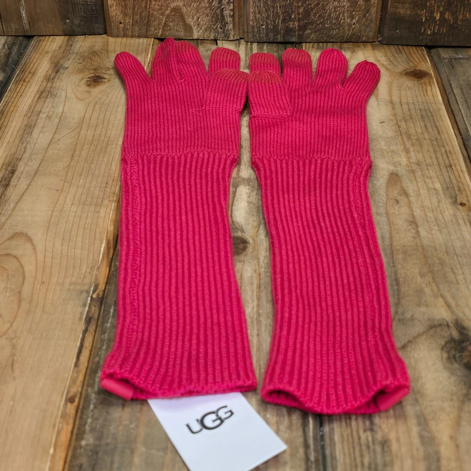 GUANTE UGG DE PUNTO LARGO CON PALMA CONDUCTORA INTELIGENTE Y DEDOS MEZCLA DE LANA ~ CERISE Foto 3 de 4