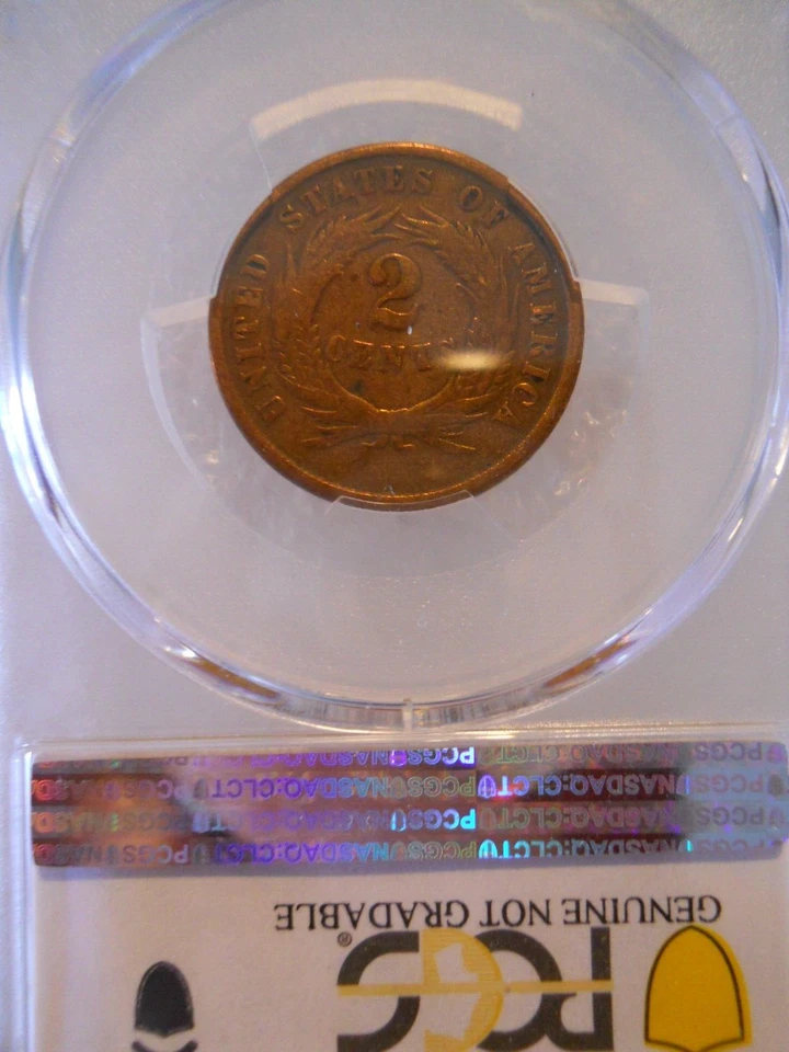 1864 Large Motto LM Copper Two Cent Piece 2C - Cleaned F Detail - Image 3 of 4