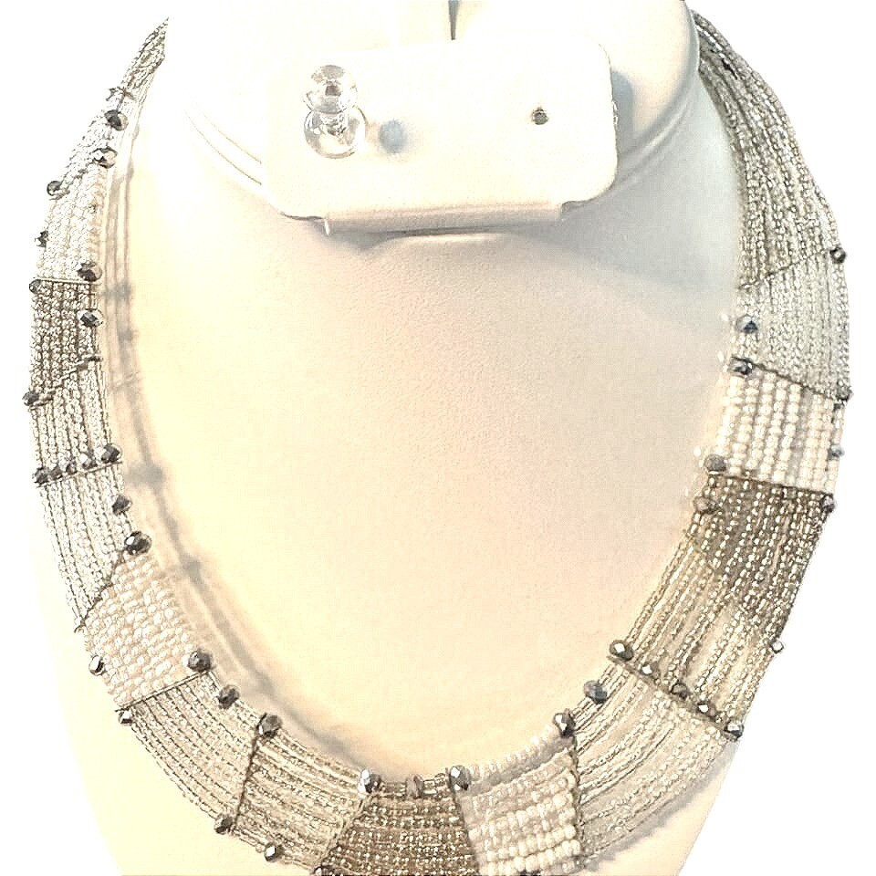Beaded Necklace Multi Strand Statement Costume Ch… - image 3
