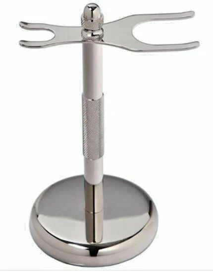 BADGER STÄNDER FÜR RASUR SICHERHEITSRASIERER UND DACHS PINSEL RACK METALL CHROM HALTER