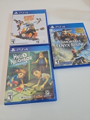 3 Ps4 Games Lot Hide&Seek Hello Neighbor ,Immortals Fenix Rising,Rocket Arena