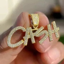 3Ct Round Cut Real Moissanite Customize Letter Pendant 14k Yellow Gold Plated