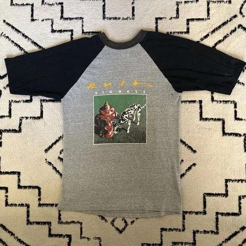 RUSH Signals Raglan New World Tour /83 Sz Large 1980s vintage concert t-shirt, vintage, size L, single stitch, B+ condition