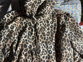 Victoria's Secret PINK Leopard Print Faux Fur Hood Full Zip Hoodie Jacket MEDIUM