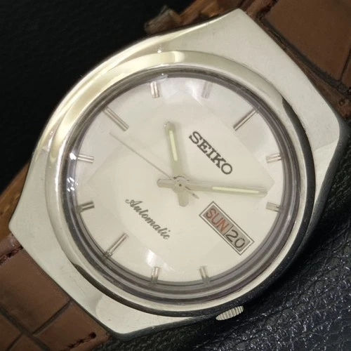 VINTAGE SEIKO AUTOMATIC 7009A JAPAN MENS SILVER COLOR DIAL WATCH a500134-a