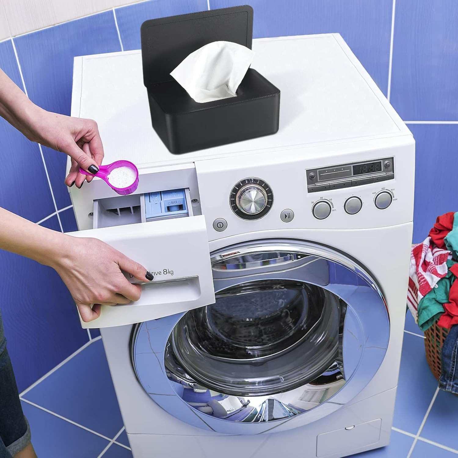 Dryer Sheet Holder with Hinged Lid,Plastic Dryer Sheet Dispenser Container Stora