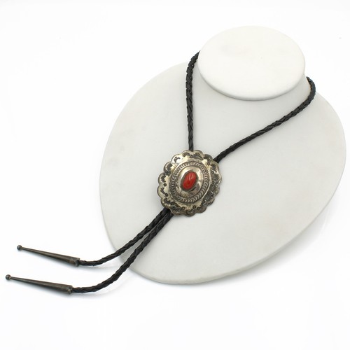 Southwest Sterling Silver Red Coral Turquoise Overlay Bolo Tie Lot of 2 #S2626-1 - Picture 2 of 7