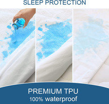 Waterproof Queen Mattress Protector with Deep Pocket Terry Fabric - 18" Deep
