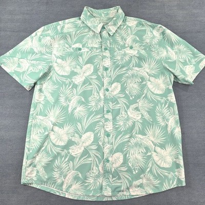 Silver Bait Mens Short Sleeve Fishing Shirt L Vented Casual Tropical Floral