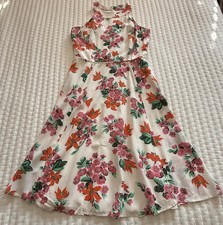 Ann Taylor White Floral Halter Top Bow Back Dress Sz 0