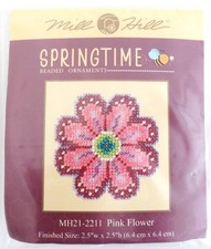 Mill Hill Springtime Beaded Ornament Glass Bead Kit  "Pink Flower" MH21-2211