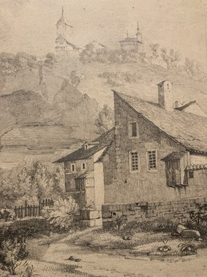 Schöne Zeichnung XIX 1830 Bleistift Zum Identifizieren Tür Bourguillon Rechts