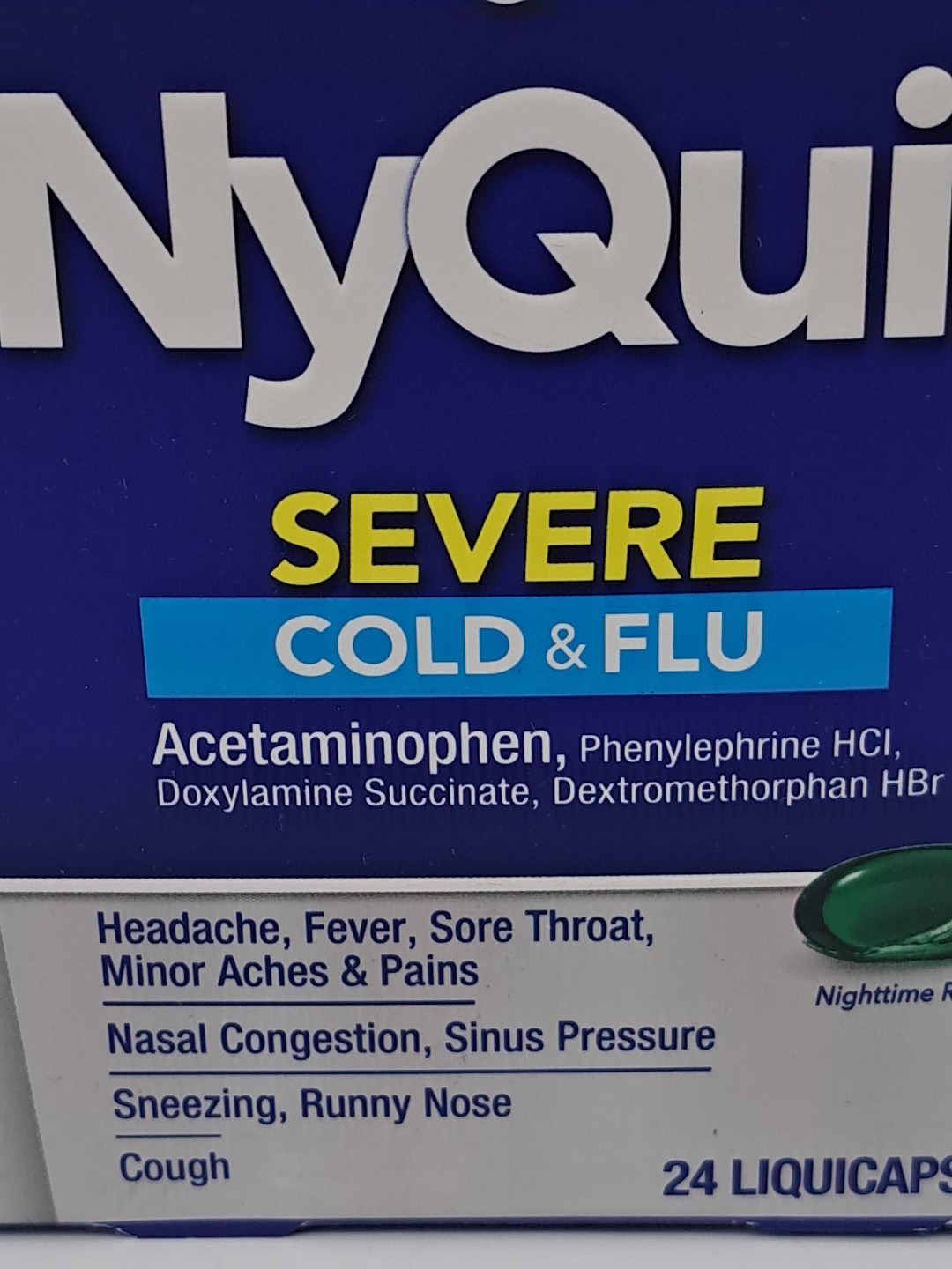 Vicks Nyquil Severe Cold & Flu Capsule - 24 Liquicaps - Exp. 03/27 Night Relief