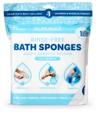 Scrubzz Disposable Rinse Free Bathing Wipes - 25 Pack - All-In-1 Single Use
