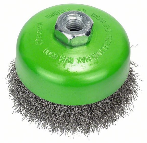Bosch TopfbüRste, Edelstahl, Gewellter Draht, 100 Mm, 0,3 Mm, 8500 U/Min, M14-image