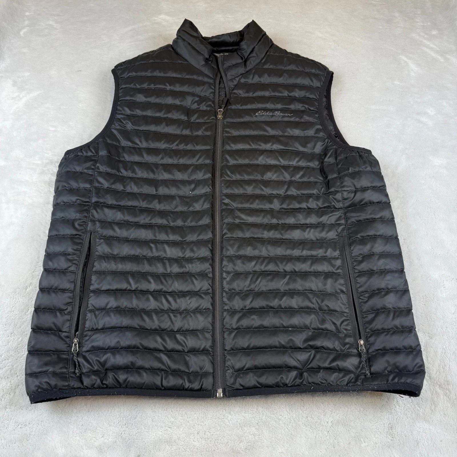 Eddie Bauer Mens Down Puffer Vest Black EB700 Insulated Lightweight Full Zip L