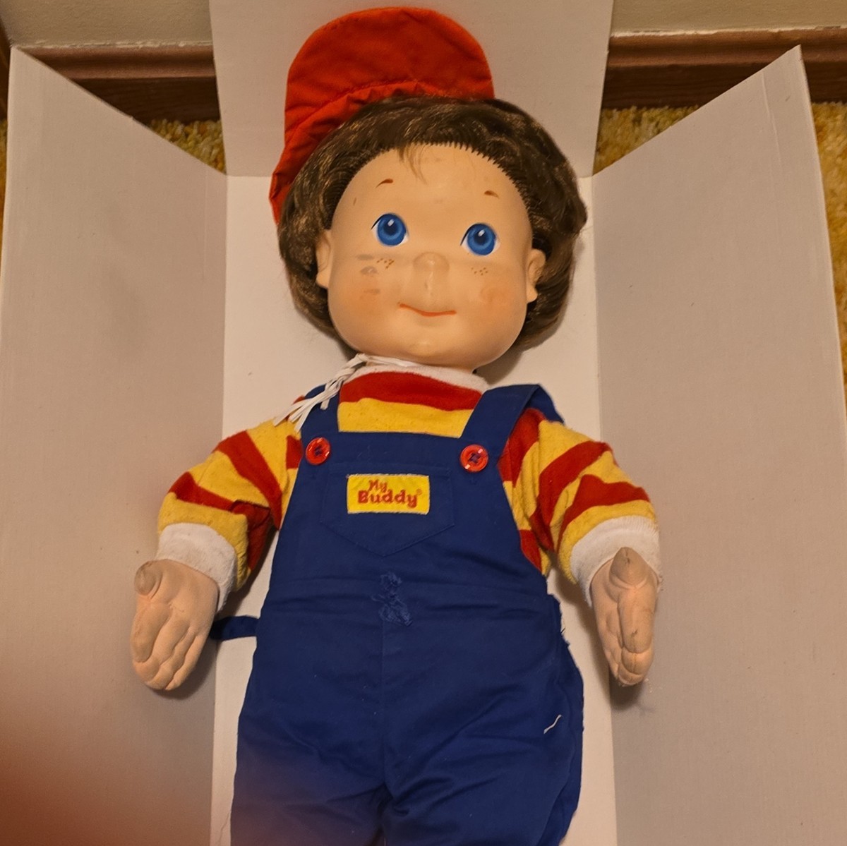 1985 MY BUDDY DOLL A REAL PAL With Box Vintage Hasbro Brown Hair  display picture 1