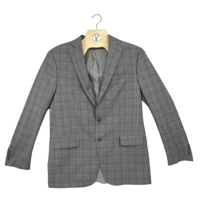 Zignone Emotion Super 100s Wool Blazer Men's 42L Gray Plaid Tailored