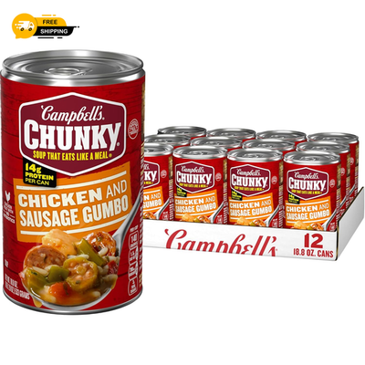 #ad Campbell#x27;s Chunky Soup Chicken amp; Sausage Gumbo 18.8 Ounce Can Pack of 12 $25.98