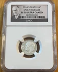 2014 S Silver Proof Roosevelt Dime 90% Silver, NGC Early Release PF 70 Ultra Cam