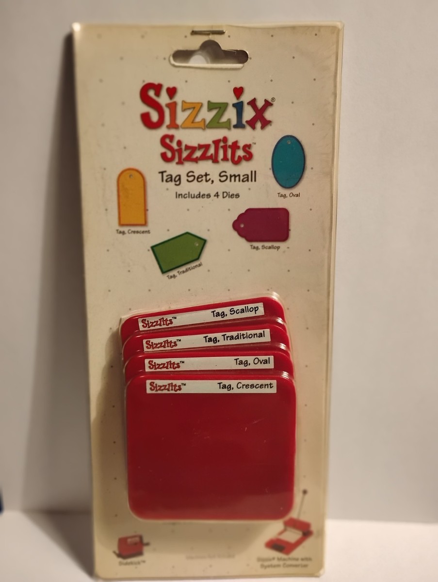 NIP Sizzix Sizzlits Small Tag Set of 4 Dies 38-9614 Oval Crescent
